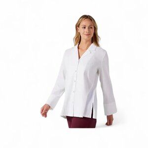 Marla Wynne White Crinkle Tunic Button Down Shirt Cotton Womens Size Large